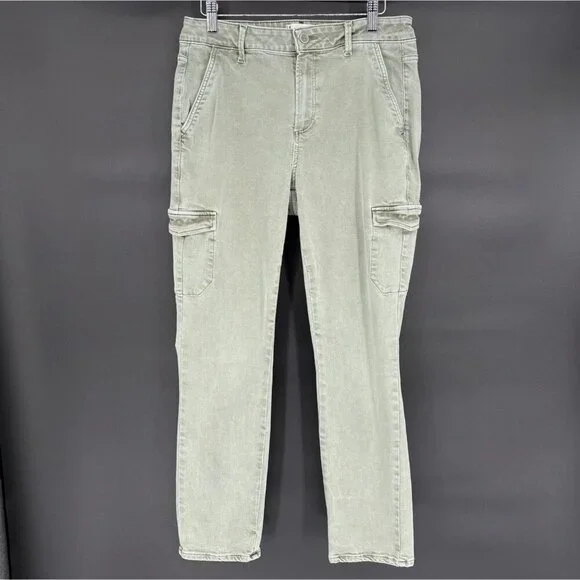 PAIGE Women's Jolie Twill Cargo Pants 29 in Vintage Ivy Green High-Rise Ankle - Picture 1 of 9